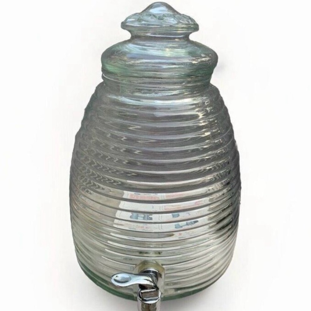 Glass Honeycomb Beehive Beverage Dispenser with Spigot